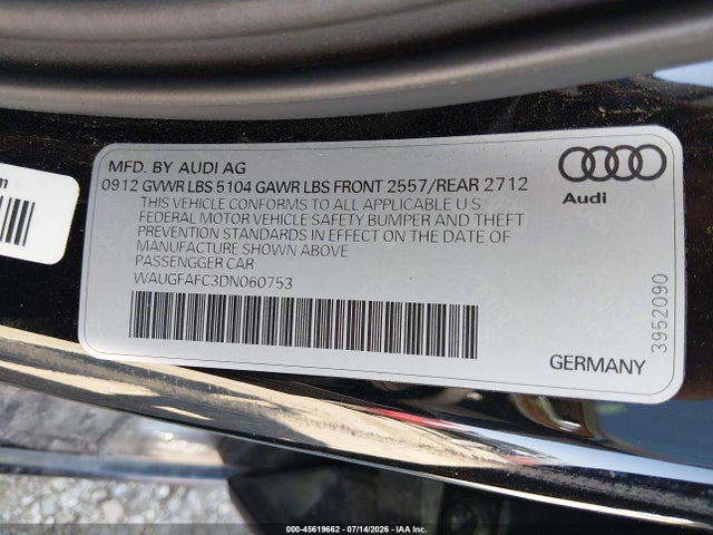Продажа на аукционе авто 2013 Audi A6 2.0t Premium, vin: WAUGFAFC3DN060753, номер лота: 45619662