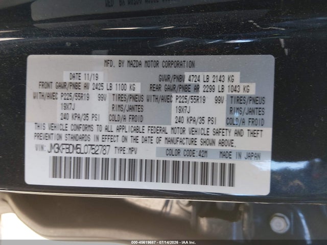 Aukcja sprzedaży 2020 Mazda Cx-5 Grand Touring, vin: JM3KFBDM5L0752787, numer aukcji: 45619687