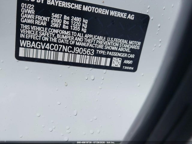 Продаж на аукціоні авто 2022 Bmw 840 Gran Coupe I Xdrive, vin: WBAGV4C07NCJ90563, номер лоту: 45619739