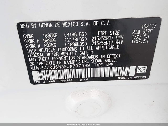 Honda HR-V LX 2018 3CZRU6H39JM707099 Image 9