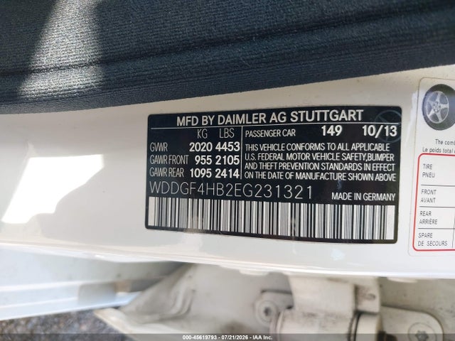 Aukcja sprzedaży 2014 Mercedes-benz C 250 Sport, vin: WDDGF4HB2EG231321, numer aukcji: 45619793