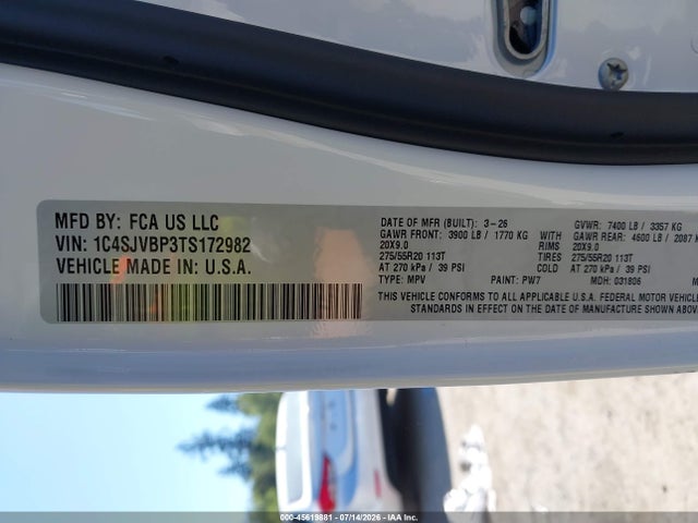 1C4SJVBP3TS172982 Jeep Grand Wagoneer Limited Altitude 4x4