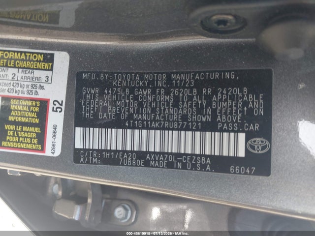 4T1G11AK7RU877121 Toyota CAMRY SE