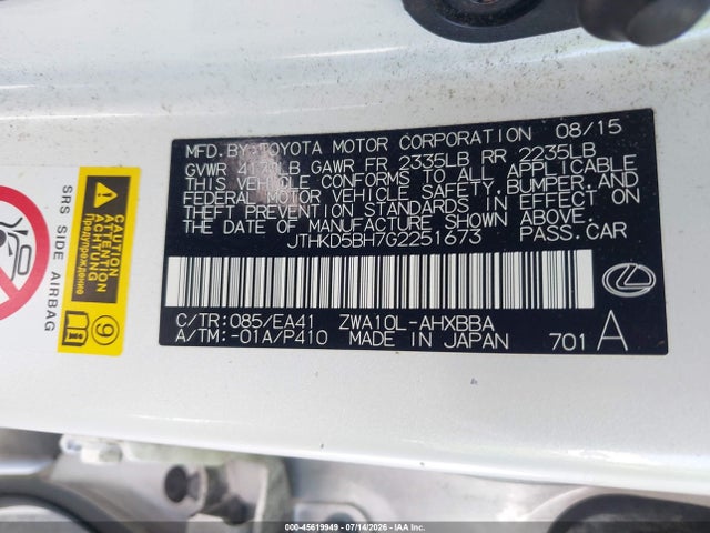 Lexus CT 200H 2016 JTHKD5BH7G2251673 Image 9