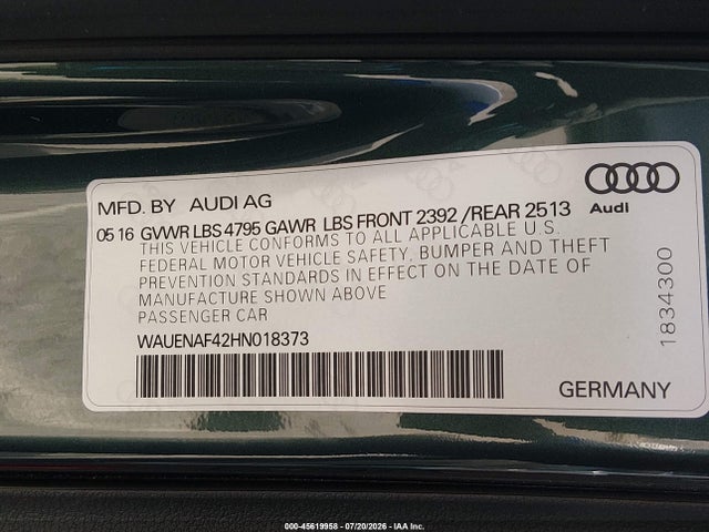 Audi A4 Premium Plus 2017 WAUENAF42HN018373 Image 9