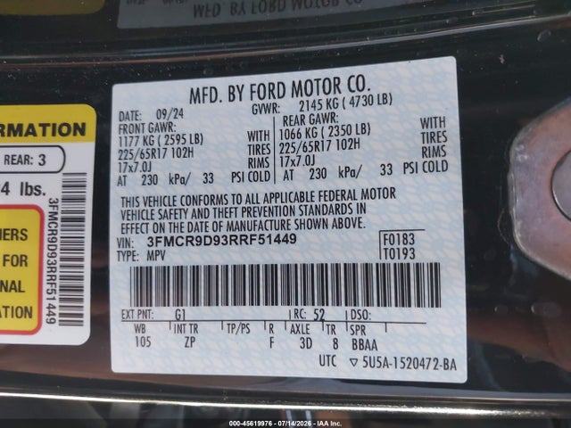 Ford Bronco Sport Badlands 2024 3FMCR9D93RRF51449 Image 9