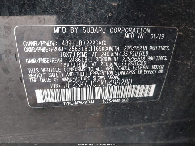 Subaru Forester Sport 2019 JF2SKAJC0KH496280 Image 9