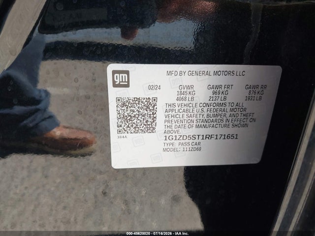 Продаж на аукціоні авто 2024 Chevrolet Malibu Fwd 1lt, vin: 1G1ZD5ST1RF171651, номер лоту: 45620020