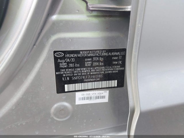 Hyundai ELANTRA SE 2020 5NPD74LF2LH613183 Image 9