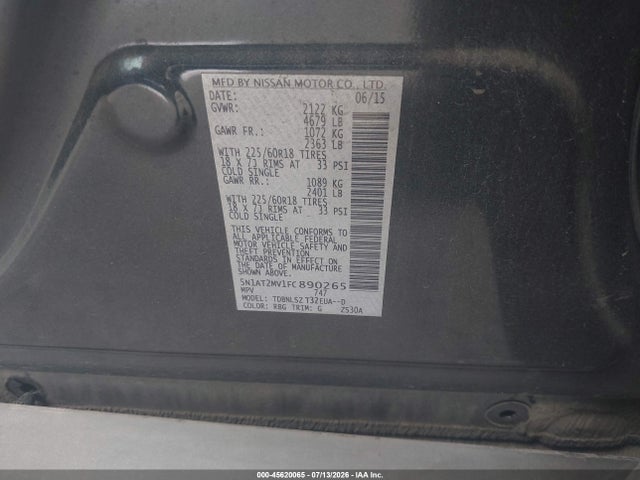 Nissan Rogue Sl 2015 5N1AT2MV1FC890265 Image 9