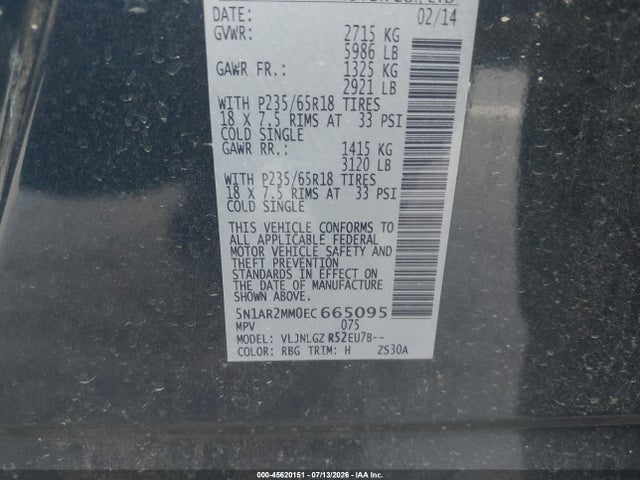Nissan Pathfinder Sl 2014 5N1AR2MM0EC665095 Image 9
