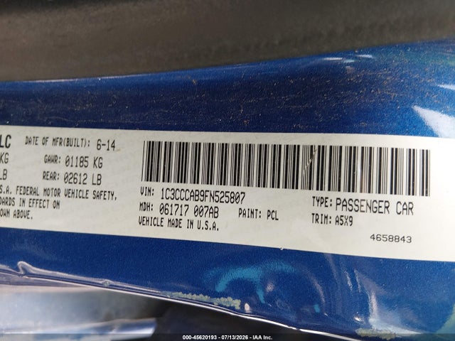 Продажа на аукционе авто 2015 Chrysler 200 Limited, vin: 1C3CCCAB9FN525807, номер лота: 45620193