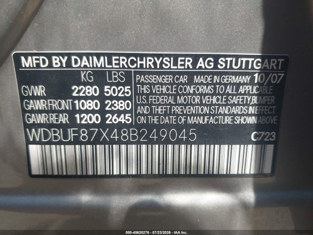 Продажа на аукционе авто 2008 Mercedes-benz E 350 4matic, vin: WDBUF87X48B249045, номер лота: 45620276