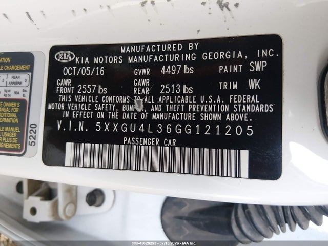 KIA OPTIMA EX 2016 5XXGU4L36GG121205 Image 9
