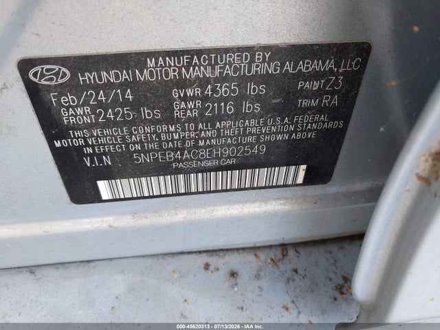 Hyundai SONATA GLS 2014 5NPEB4AC8EH902549 Image 9