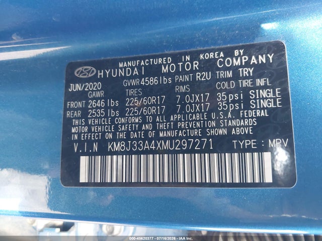 Продажа на аукционе авто 2021 Hyundai Tucson Value, vin: KM8J33A4XMU297271, номер лота: 45620377