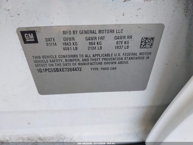 1G1PC5SBXE7284472 Chevrolet Cruze 1lt Auto