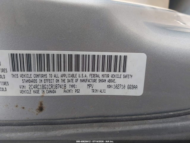 Продаж на аукціоні авто 2012 Chrysler Town & Country Touring, vin: 2C4RC1BG1CR187418, номер лоту: 45620412