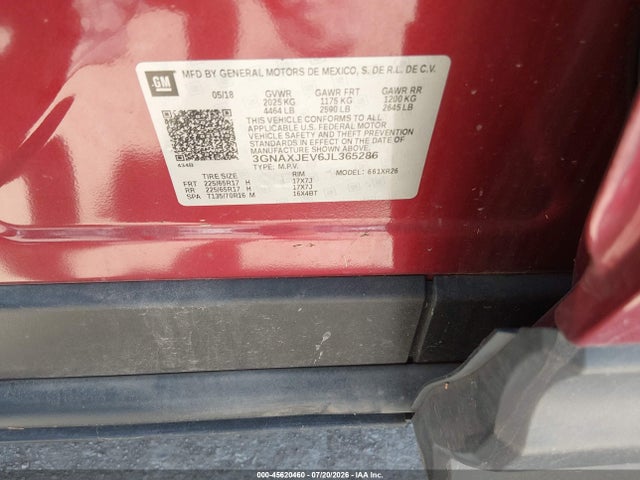 Chevrolet EQUINOX LT 2018 3GNAXJEV6JL365286 Image 9
