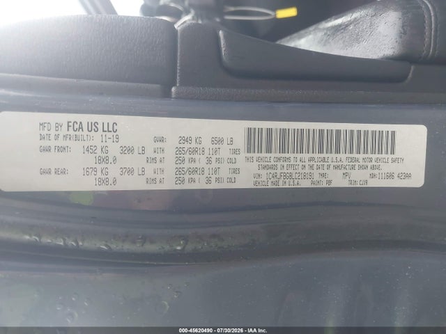Продажа на аукционе авто 2020 Jeep Grand Cherokee Limited 4x4, vin: 1C4RJFBG8LC218191, номер лота: 45620490