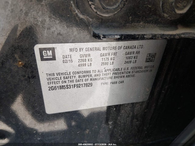 Cadillac XTS LUXURY 2015 2G61M5S31F9217829 Image 9