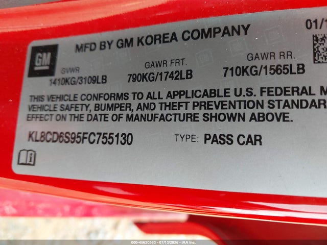 Chevrolet Spark 1lt Cvt 2015 KL8CD6S95FC755130 Image 9