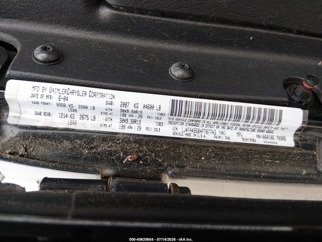 Aukcja sprzedaży 2004 Jeep Wrangler Unlimited, vin: 1J4FA49S84P787743, numer aukcji: 45620604