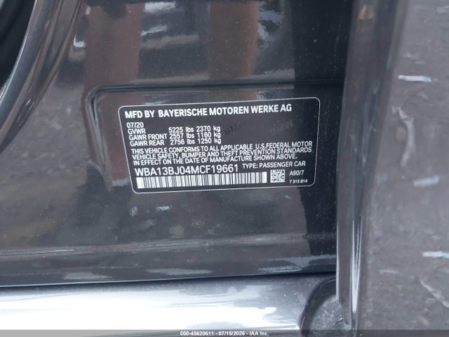 Aukcja sprzedaży 2021 Bmw 530i Xdrive, vin: WBA13BJ04MCF19661, numer aukcji: 45620611