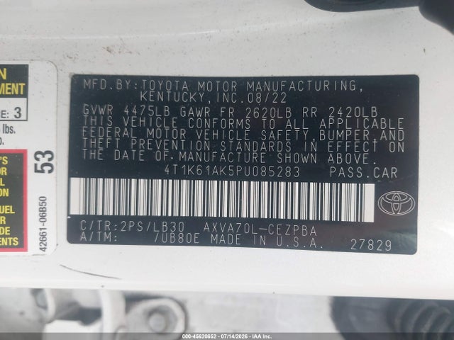 4T1K61AK5PU085283 Toyota CAMRY XSE