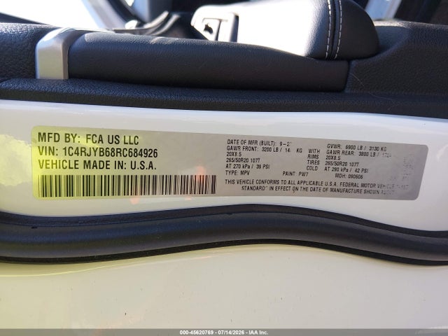 Aukcja sprzedaży 2024 Jeep Grand Cherokee 4xe, vin: 1C4RJYB68RC684926, numer aukcji: 45620769
