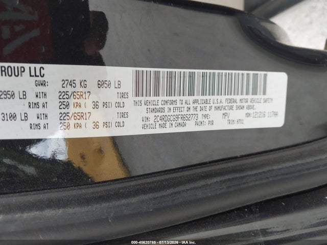 Dodge Grand Caravan Sxt 2015 2C4RDGCG9FR652773 Image 9