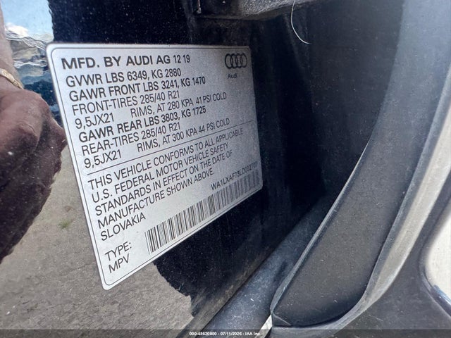 Aukcja sprzedaży 2020 Audi Q7 Premium Plus 55 Tfsi Quattro Tiptronic, vin: WA1LXAF73LD002707, numer aukcji: 45620800