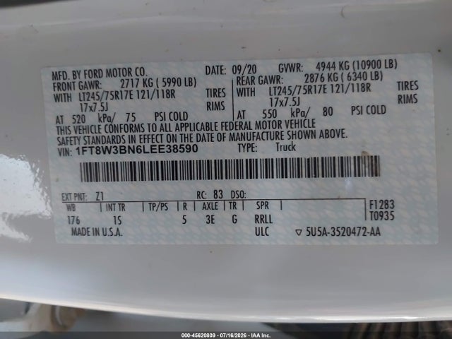Ford F-350 Xl 2020 1FT8W3BN6LEE38590 Image 9