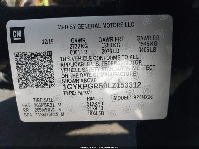 2020 Cadillac Xt6 Awd Sport მანქანა იყიდება აუქციონზე, vin: 1GYKPGRS9LZ153312, აუქციონის ნომერი: 45620840
