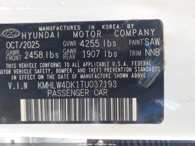 2026 Hyundai Elantra N მანქანა იყიდება აუქციონზე, vin: KMHLW4DK1TU037193, აუქციონის ნომერი: 45620901