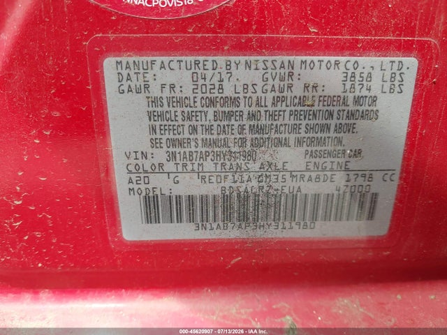 Nissan SENTRA SR 2017 3N1AB7AP3HY311980 Image 9