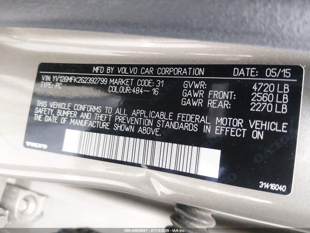 Volvo S60 T5 Drive-e Premier 2016 YV126MFK2G2392799 Image 9