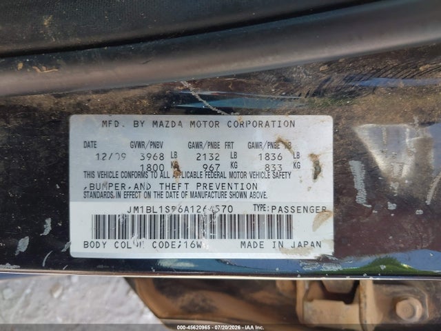 45620965 :رقم المزاد ، JM1BL1SF6A1264570 vin ، 2010 Mazda Mazda3 I Sport مزاد بيع