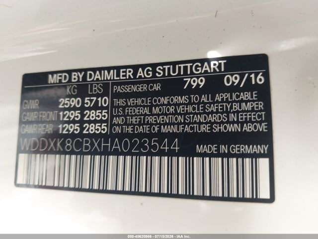 Продаж на аукціоні авто 2017 Mercedes-benz S 550, vin: WDDXK8CBXHA023544, номер лоту: 45620966