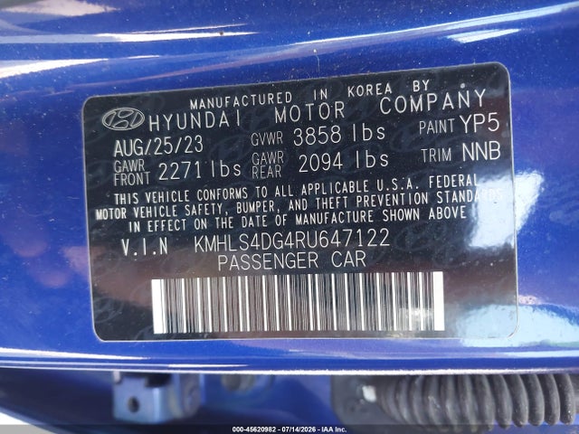 2024 Hyundai Elantra Sel მანქანა იყიდება აუქციონზე, vin: KMHLS4DG4RU647122, აუქციონის ნომერი: 45620982