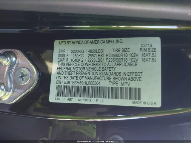5J8TB3H59HL000504 Acura Rdx Technology Acurawatch Plus Packages/w/technology Package