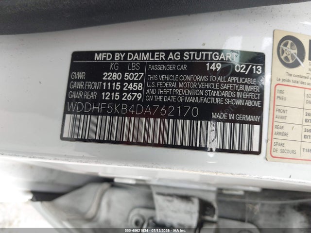Aukcja sprzedaży 2013 Mercedes-benz E 350, vin: WDDHF5KB4DA762170, numer aukcji: 45621034