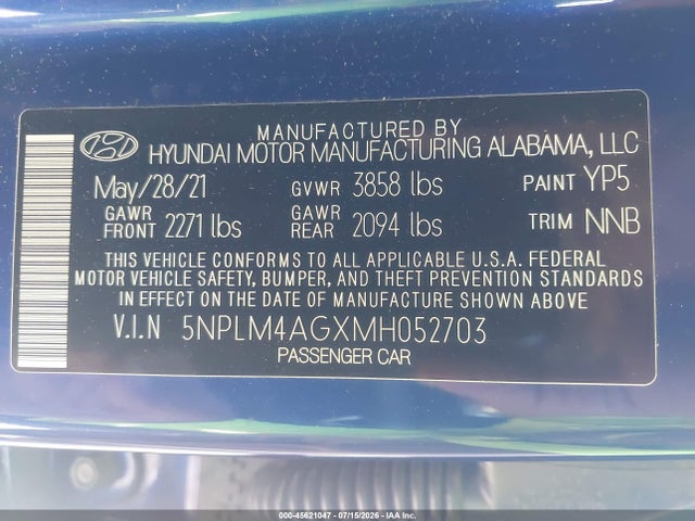 Hyundai ELANTRA SEL 2021 5NPLM4AGXMH052703 Image 9