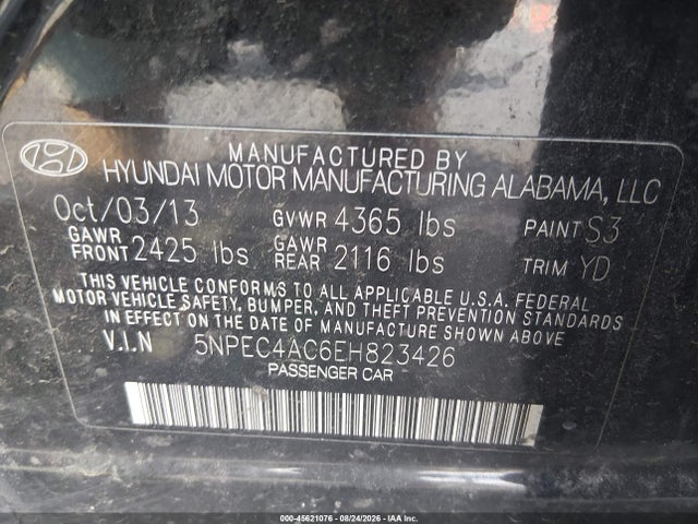 5NPEC4AC6EH823426 Hyundai Sonata Limited