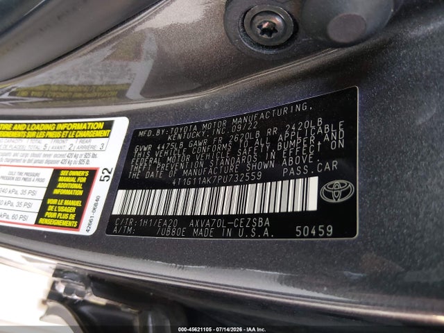 4T1G11AK7PU732559 Toyota CAMRY SE