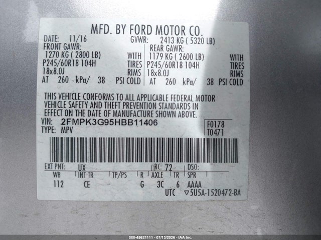 Ford EDGE SE 2017 2FMPK3G95HBB11406 Image 9