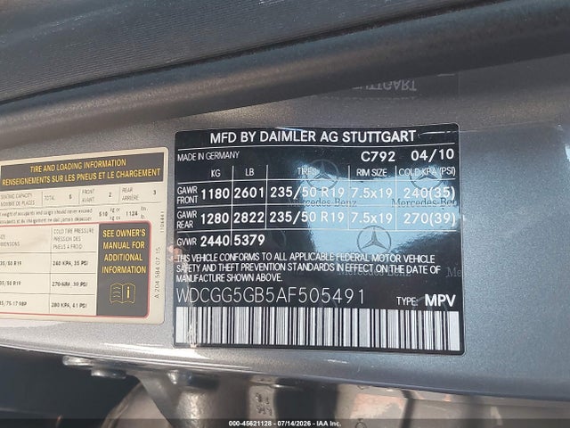 Aukcja sprzedaży 2010 Mercedes-benz Glk 350, vin: WDCGG5GB5AF505491, numer aukcji: 45621128