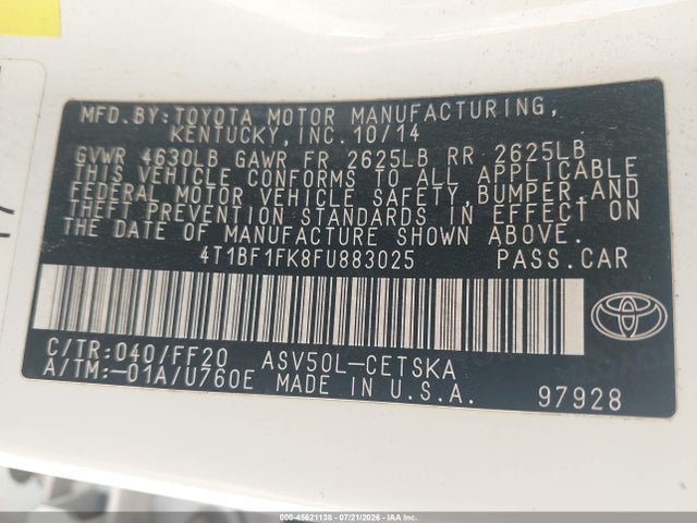 4T1BF1FK8FU883025 Toyota CAMRY SE