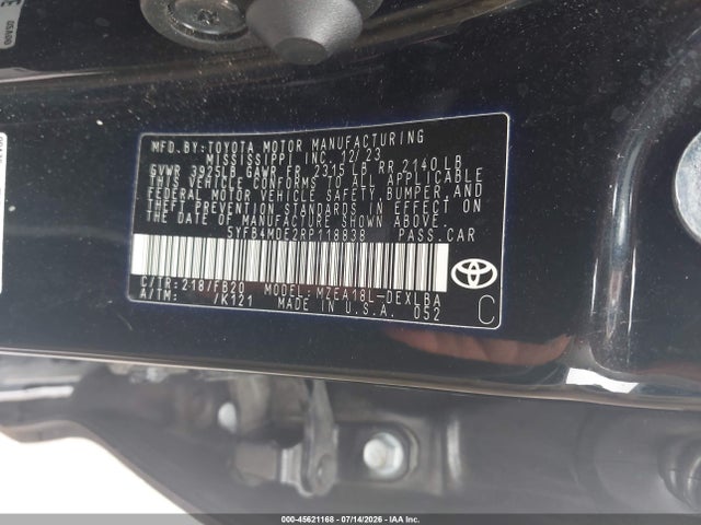 45621168 :رقم المزاد ، 5YFB4MDE2RP118838 vin ، 2024 Toyota Corolla Le مزاد بيع