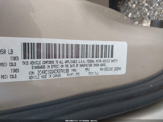 45621172 :رقم المزاد ، 2C4RC1GG4CR370188 vin ، 2012 Chrysler Town & Country Limited مزاد بيع